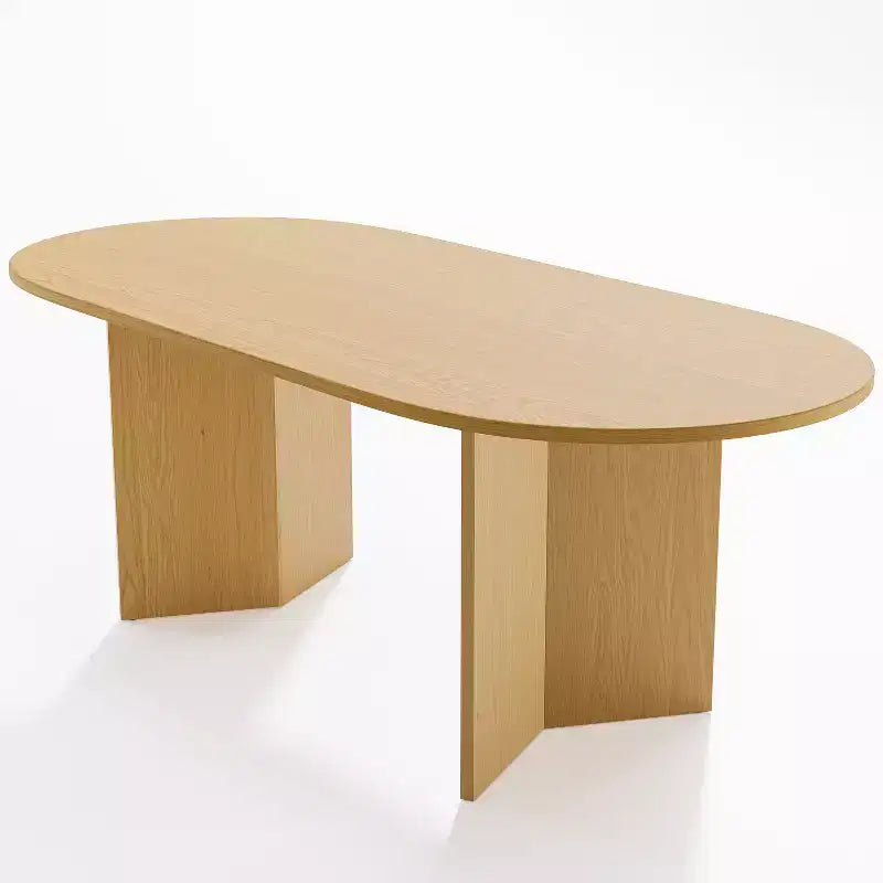 PexFix Solid Wood Farmhouse Dining Table with V-Shaped Legs and Oval Wood Top for Modern Dining Rooms & Family Gatherings