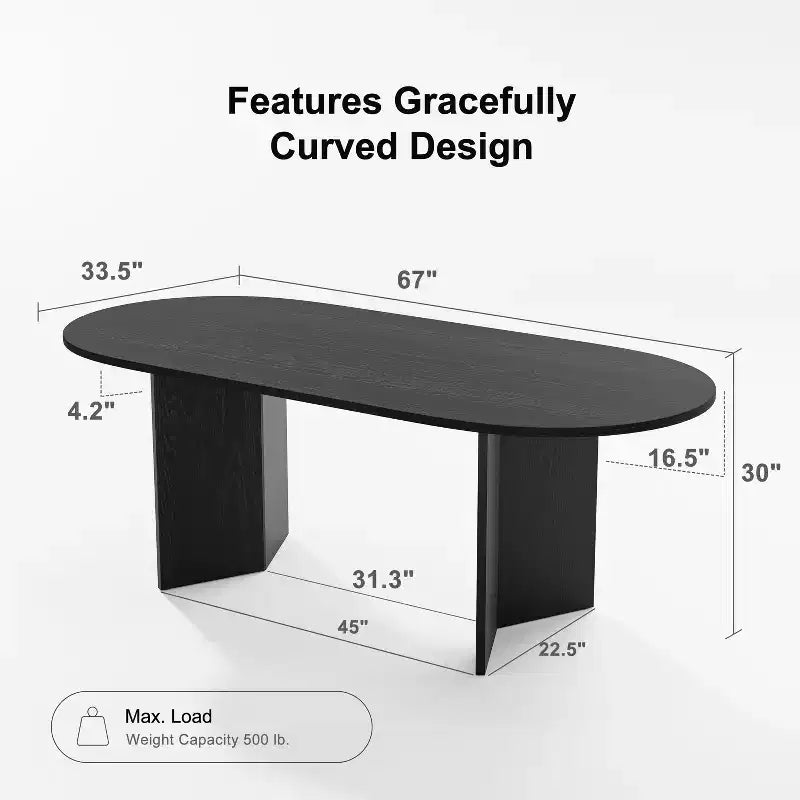 PexFix Solid Wood Farmhouse Dining Table with V-Shaped Legs and Oval Wood Top for Modern Dining Rooms & Family Gatherings