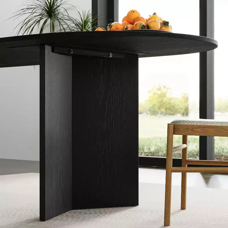 PexFix Solid Wood Farmhouse Dining Table with V-Shaped Legs and Oval Wood Top for Modern Dining Rooms & Family Gatherings