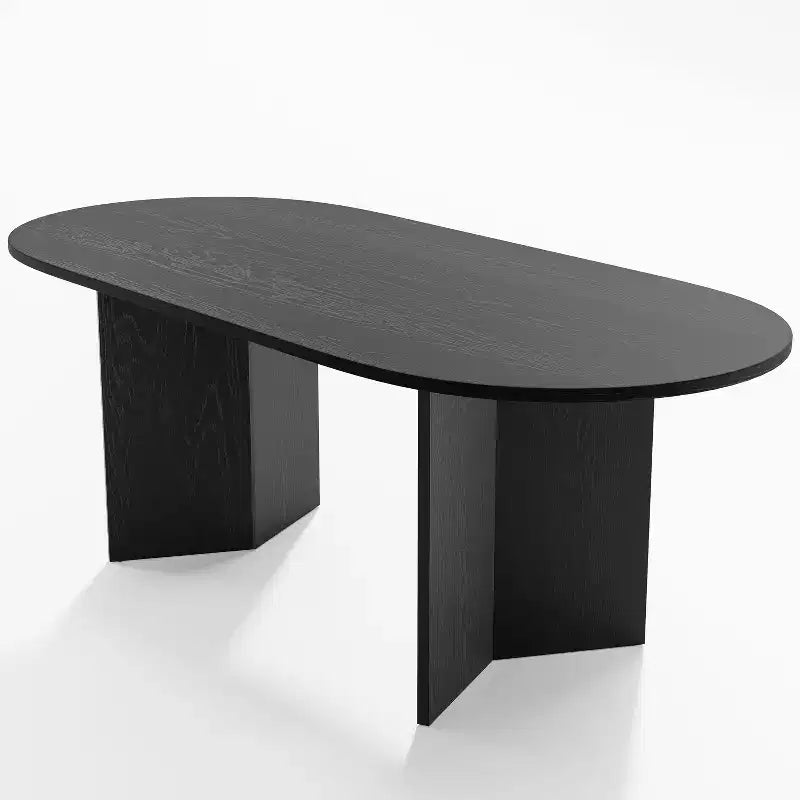 PexFix Solid Wood Farmhouse Dining Table with V-Shaped Legs and Oval Wood Top for Modern Dining Rooms & Family Gatherings