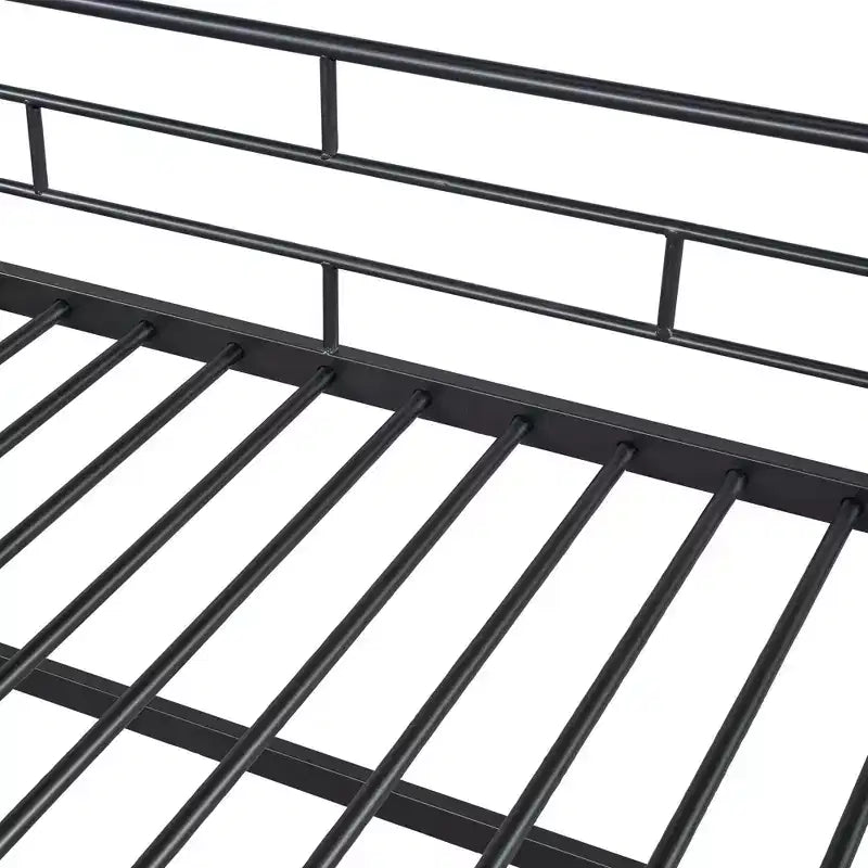 Luxystar Twin Size Mid Loft Bed with Fence and Stairs