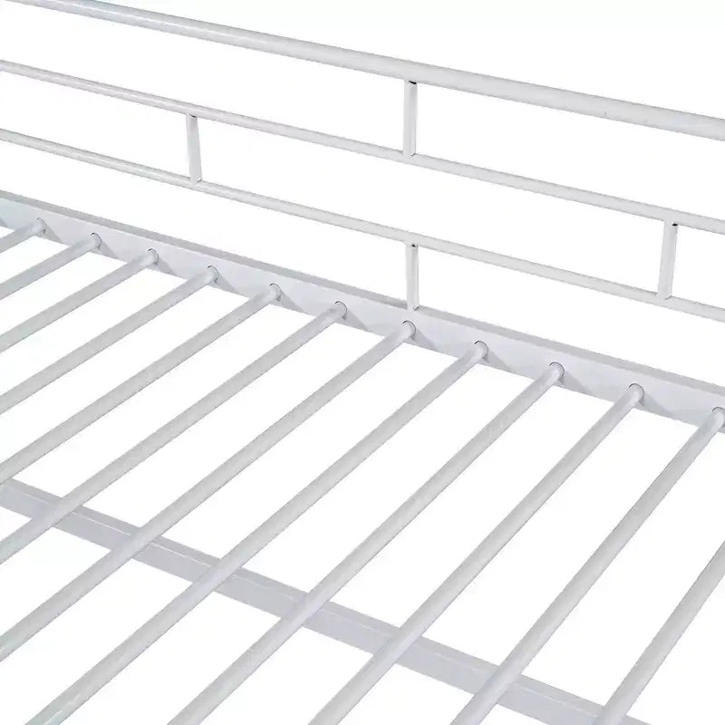 Luxystar Twin Size Mid Loft Bed with Fence and Stairs