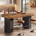 Lantine 62.2 Inch Bar Table, Industrial Counter Height Pub Table, Rectangular Home Bar Units with Metal Footrest for Home Kitchen, Dining Room, Bistro