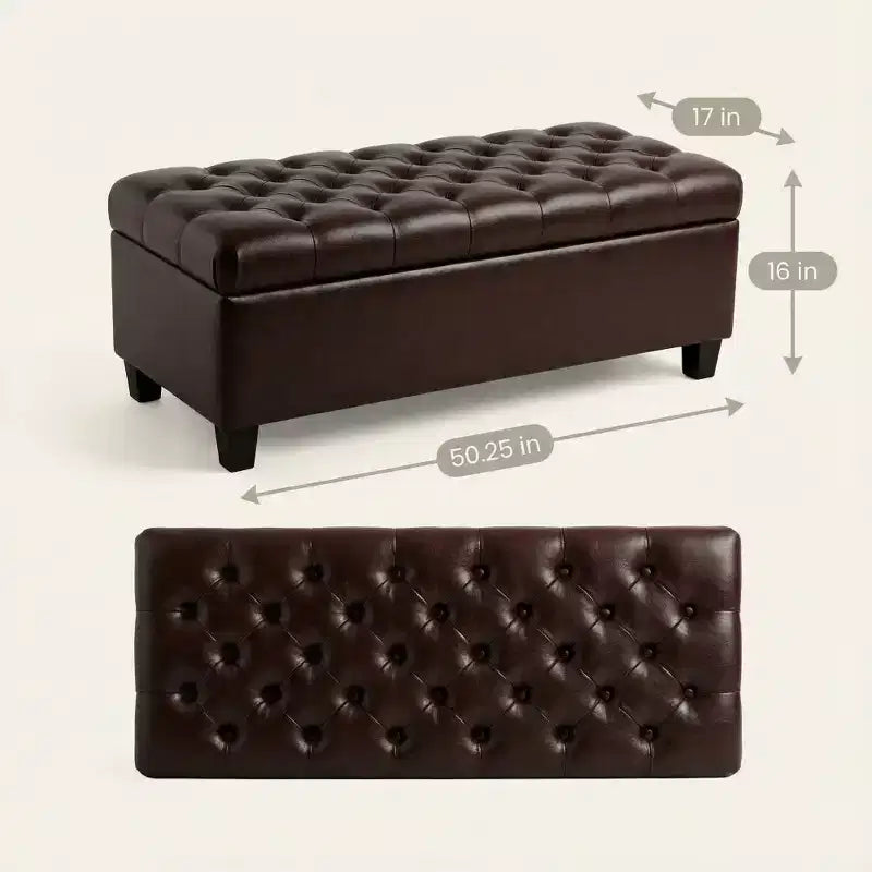 Zeus & Ruta 50.25 Upholstered Storage Ottoman Bench with Safety Hinges for Bedroom, Living & Dining Room