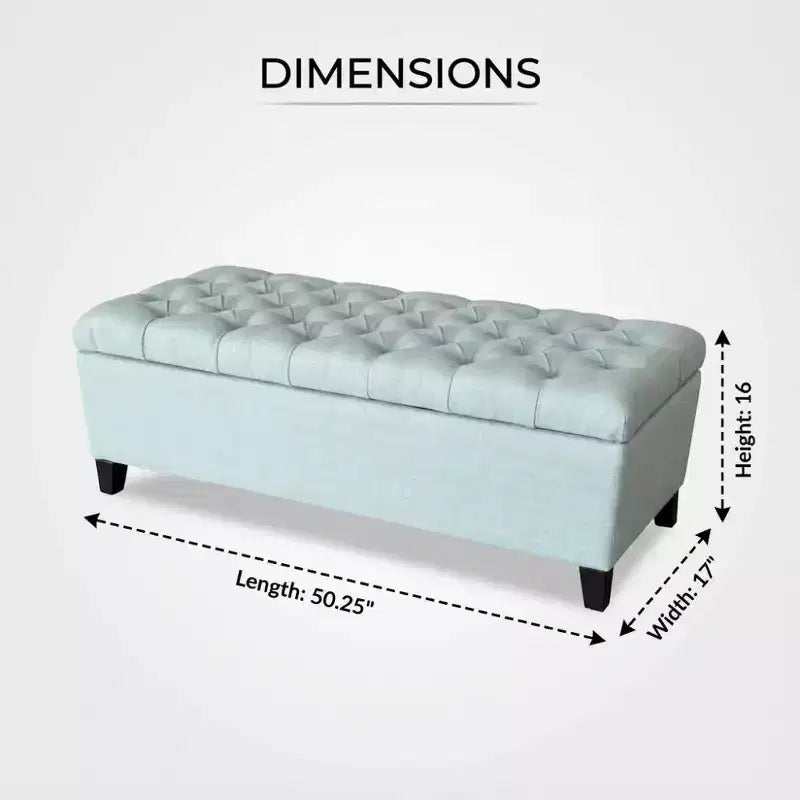 Zeus & Ruta 50.25 Upholstered Storage Ottoman Bench with Safety Hinges for Bedroom, Living & Dining Room