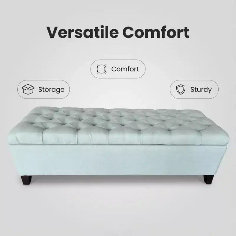 Zeus & Ruta 50.25 Upholstered Storage Ottoman Bench with Safety Hinges for Bedroom, Living & Dining Room