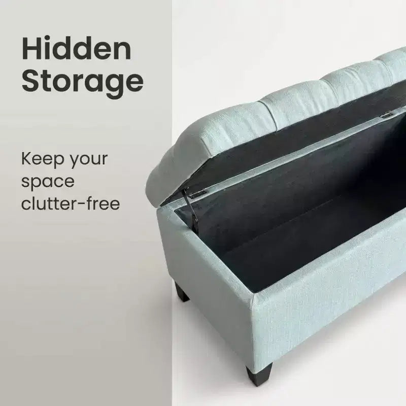 Zeus & Ruta 50.25 Upholstered Storage Ottoman Bench with Safety Hinges for Bedroom, Living & Dining Room