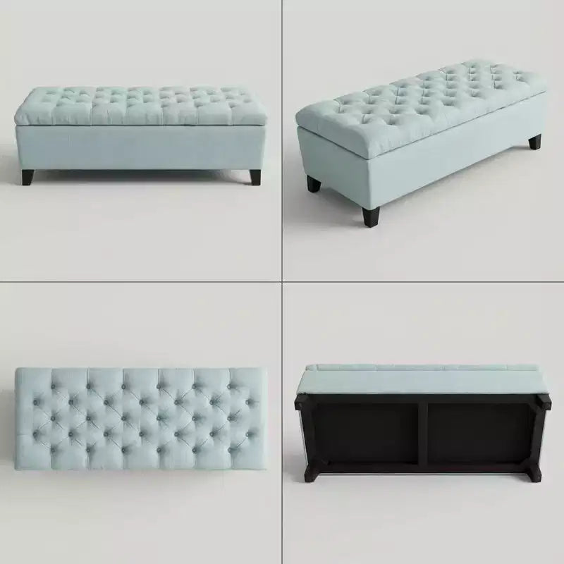 Zeus & Ruta 50.25 Upholstered Storage Ottoman Bench with Safety Hinges for Bedroom, Living & Dining Room