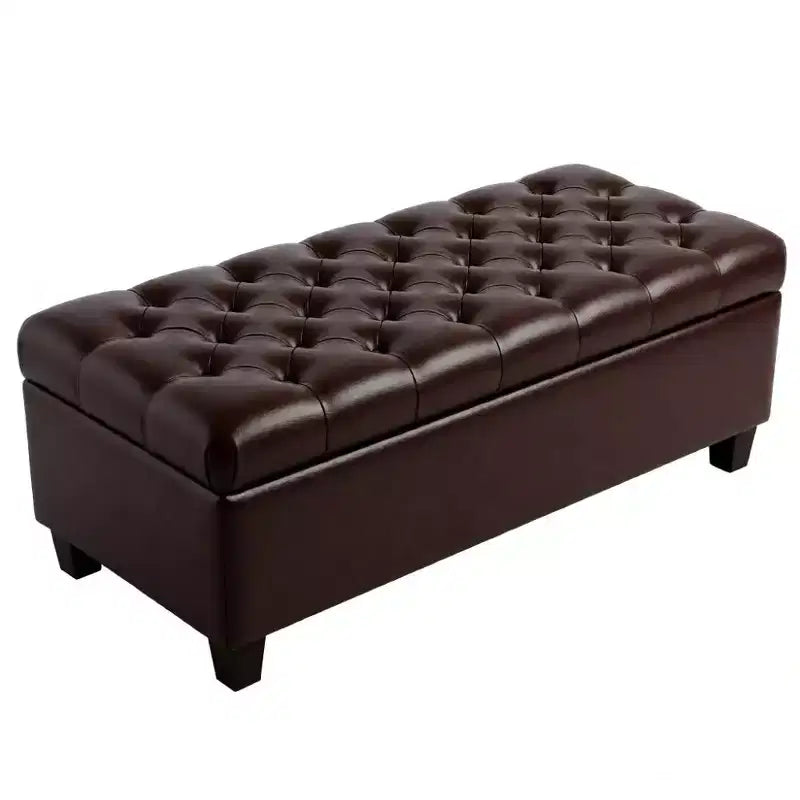Zeus & Ruta 50.25 Upholstered Storage Ottoman Bench with Safety Hinges for Bedroom, Living & Dining Room