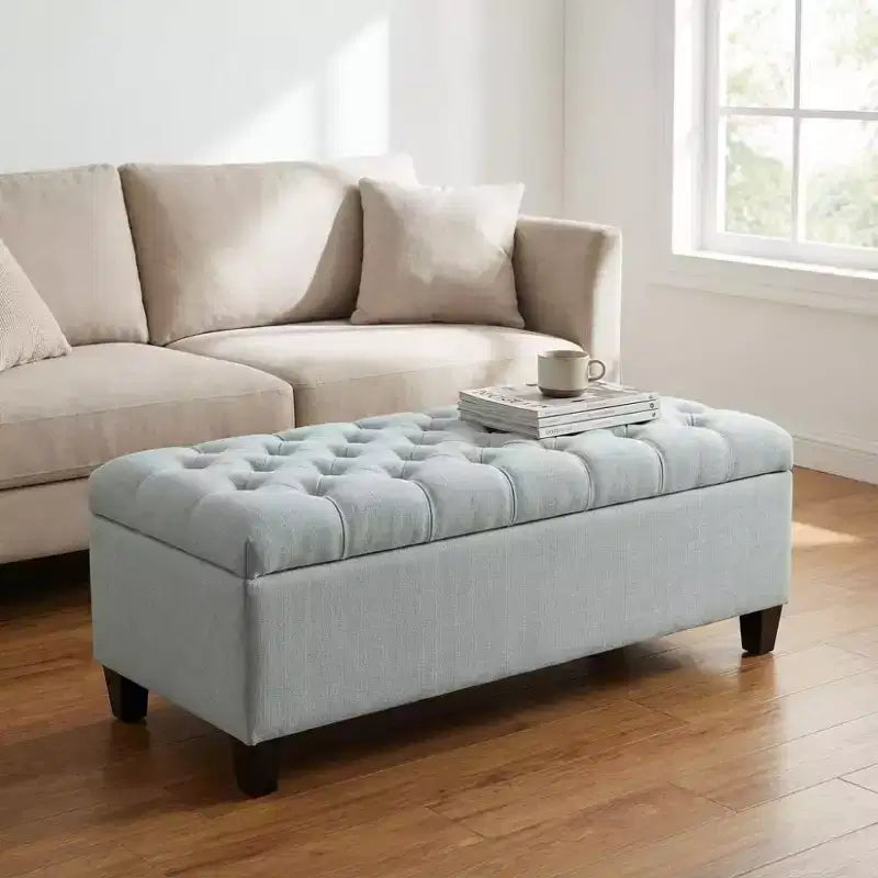 Zeus & Ruta 50.25 Upholstered Storage Ottoman Bench with Safety Hinges for Bedroom, Living & Dining Room