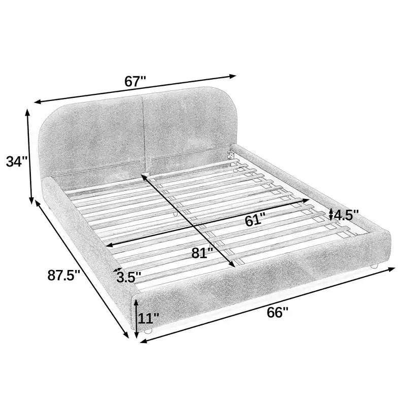GDFStudio Arcora Circle Yarn Fabric Upholstered Bed