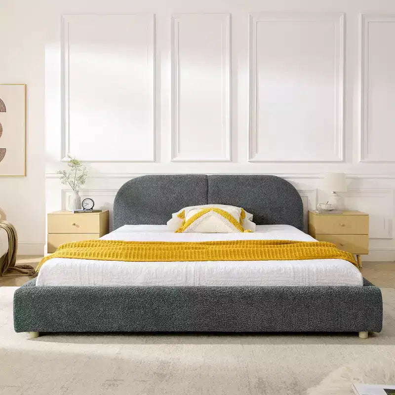 GDFStudio Arcora Circle Yarn Fabric Upholstered Bed