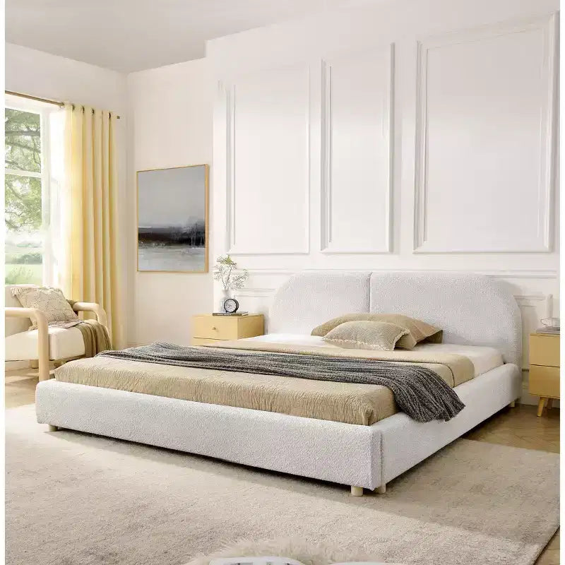 GDFStudio Arcora Circle Yarn Fabric Upholstered Bed