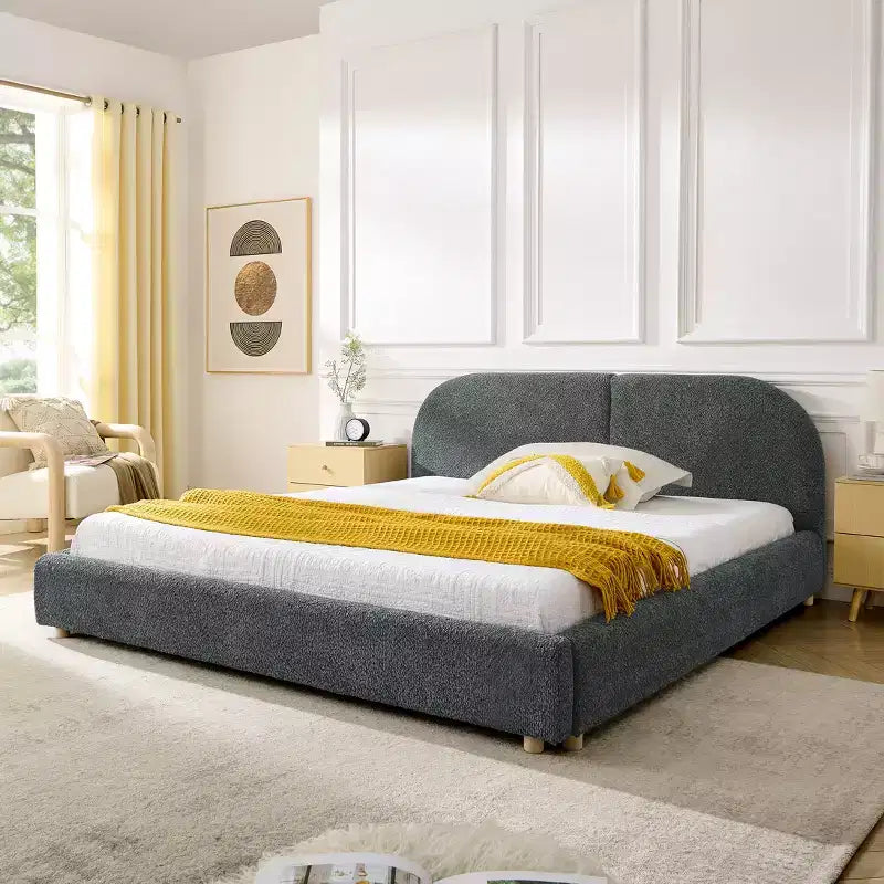 GDFStudio Arcora Circle Yarn Fabric Upholstered Bed
