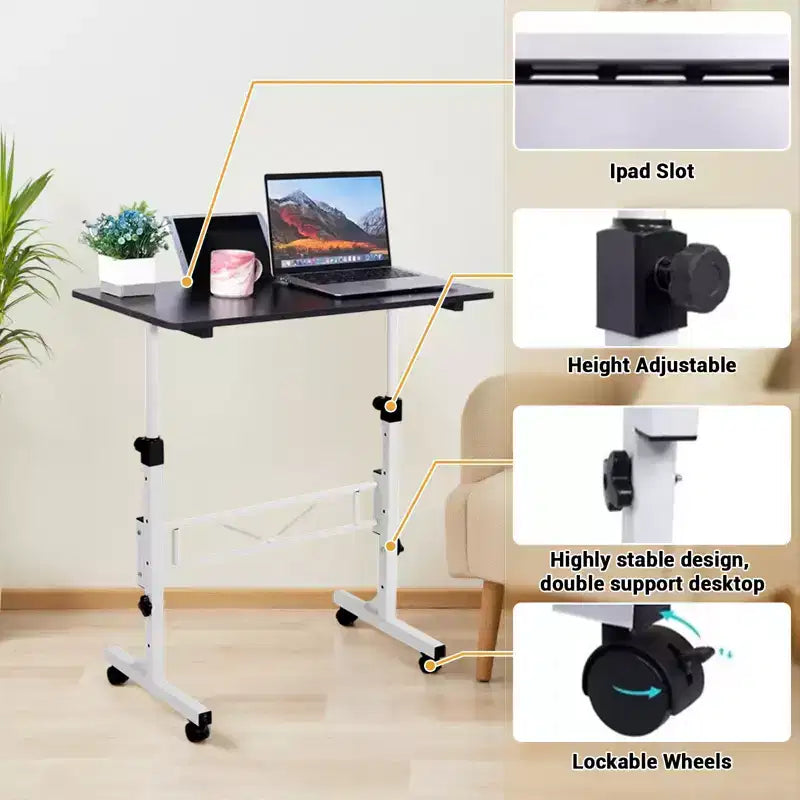 COZONY 32 Inch Mobile Standing Desk with Wheels, 3143 Height Adjustable Laptop Desk, Metal Frame