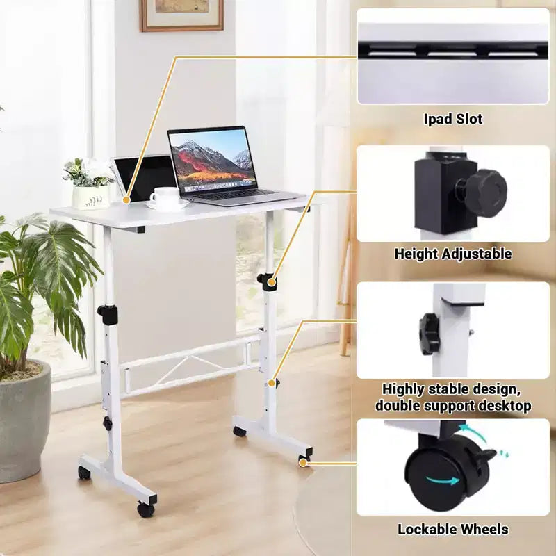 COZONY 32 Inch Mobile Standing Desk with Wheels, 3143 Height Adjustable Laptop Desk, Metal Frame
