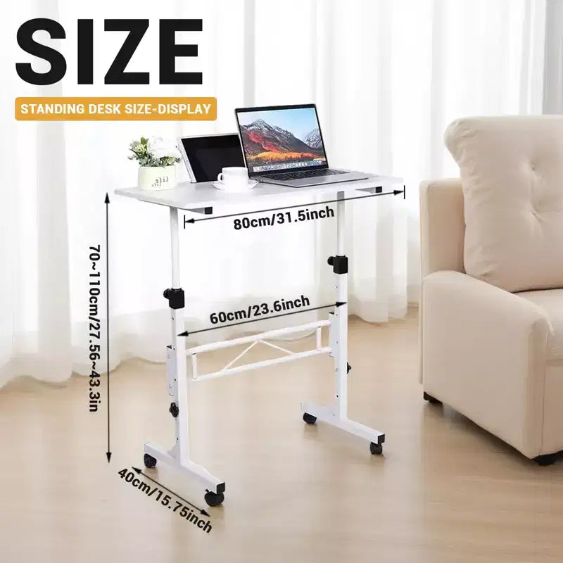 COZONY 32 Inch Mobile Standing Desk with Wheels, 3143 Height Adjustable Laptop Desk, Metal Frame