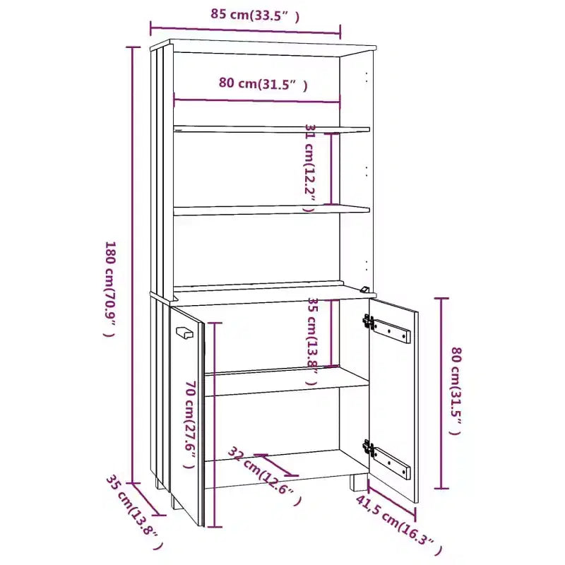 vidaXL Highboard HAMAR Solid Wood Pine