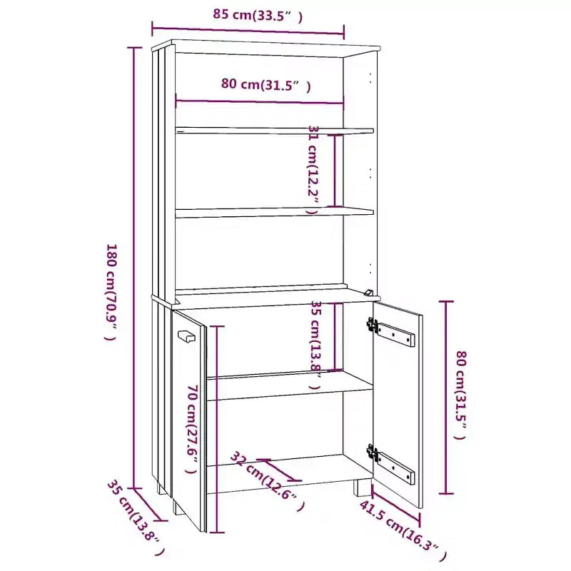 vidaXL Highboard HAMAR Solid Wood Pine