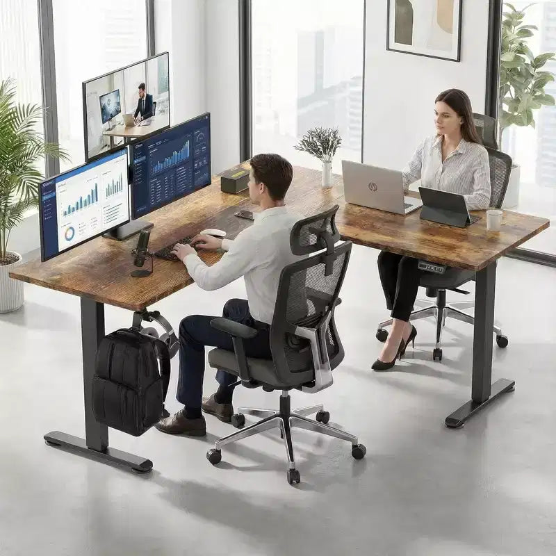 HOMDOX 63 x 55 Elec. L Shaped Corner-Standing-Desk w/Outlets/Mouse Pad/Hook HIG-Adjustable Home/Office/Writting/Gaming 2026 New Workstation