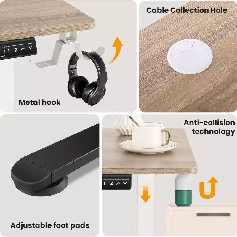 HOMDOX 63 x 55 Elec. L Shaped Corner-Standing-Desk w/Outlets/Mouse Pad/Hook HIG-Adjustable Home/Office/Writting/Gaming 2026 New Workstation