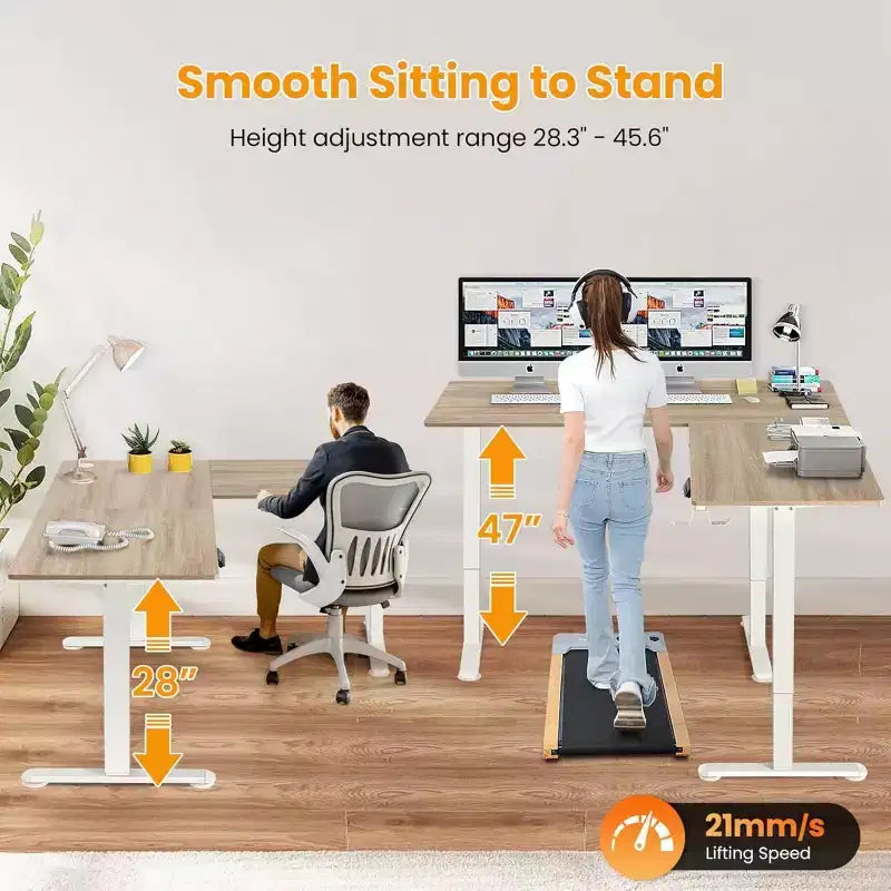 HOMDOX 63 x 55 Elec. L Shaped Corner-Standing-Desk w/Outlets/Mouse Pad/Hook HIG-Adjustable Home/Office/Writting/Gaming 2026 New Workstation