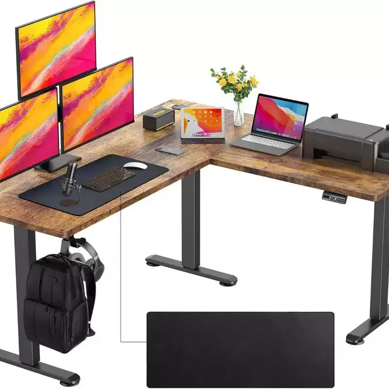 HOMDOX 63 x 55 Elec. L Shaped Corner-Standing-Desk w/Outlets/Mouse Pad/Hook HIG-Adjustable Home/Office/Writting/Gaming 2026 New Workstation