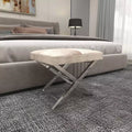Contemporary Stainless Steel Cowhide Stool Gray - Olivia & May