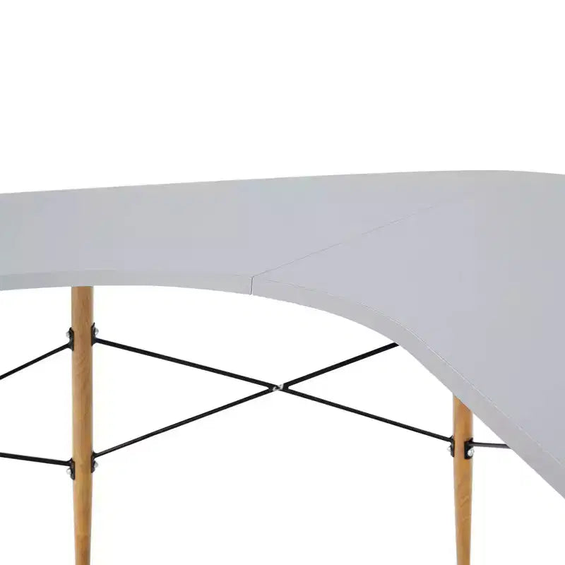 Roberto L Shaped Corner Desk with Wood and Metal Details White - Teamson Home: Mid Century Modern Style, Home Office Furniture