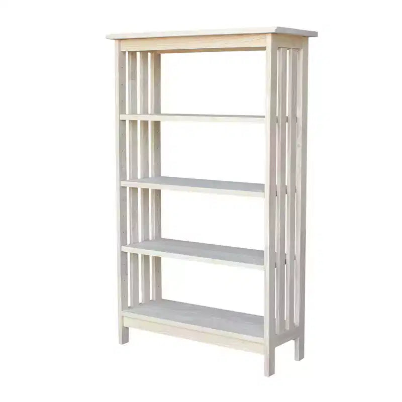 48" Mission 4 Tier Shelf Unit Unfinished - International Concepts: Solid Parawood Storage
