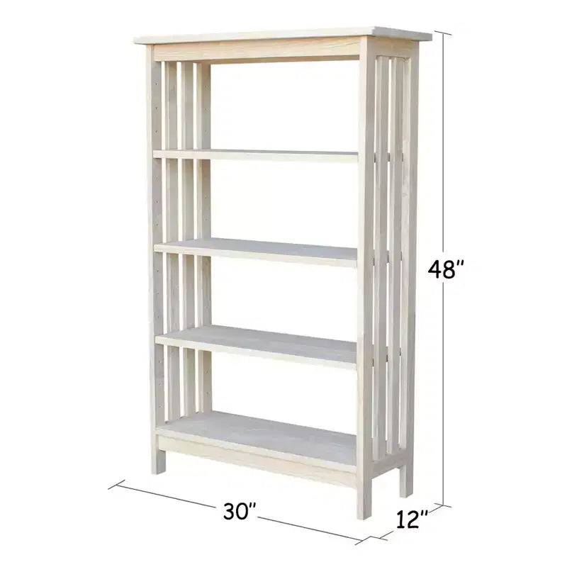48" Mission 4 Tier Shelf Unit Unfinished - International Concepts: Solid Parawood Storage