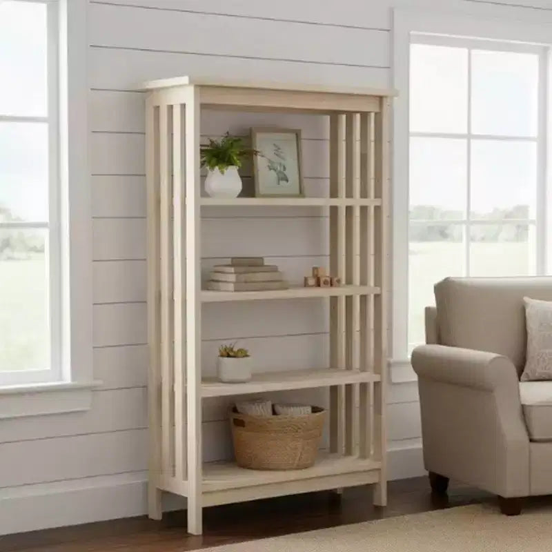 48" Mission 4 Tier Shelf Unit Unfinished - International Concepts: Solid Parawood Storage