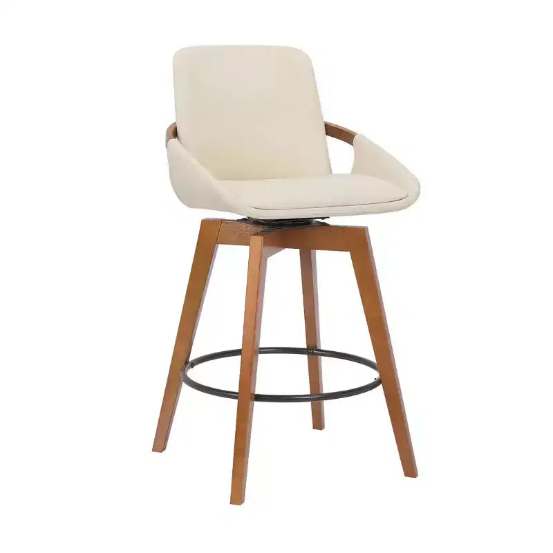 26 Baylor Faux Leather Wood Swivel Counter Barstool - Armen Living