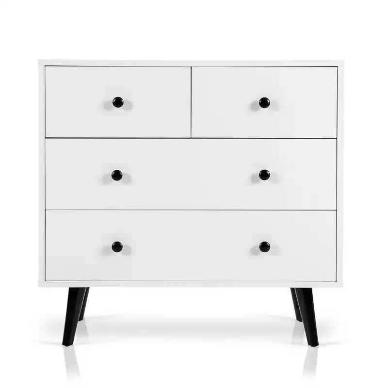 Costway 4 Drawers Dresser Chest of Drawers Free Standing Sideboard Cabinet White