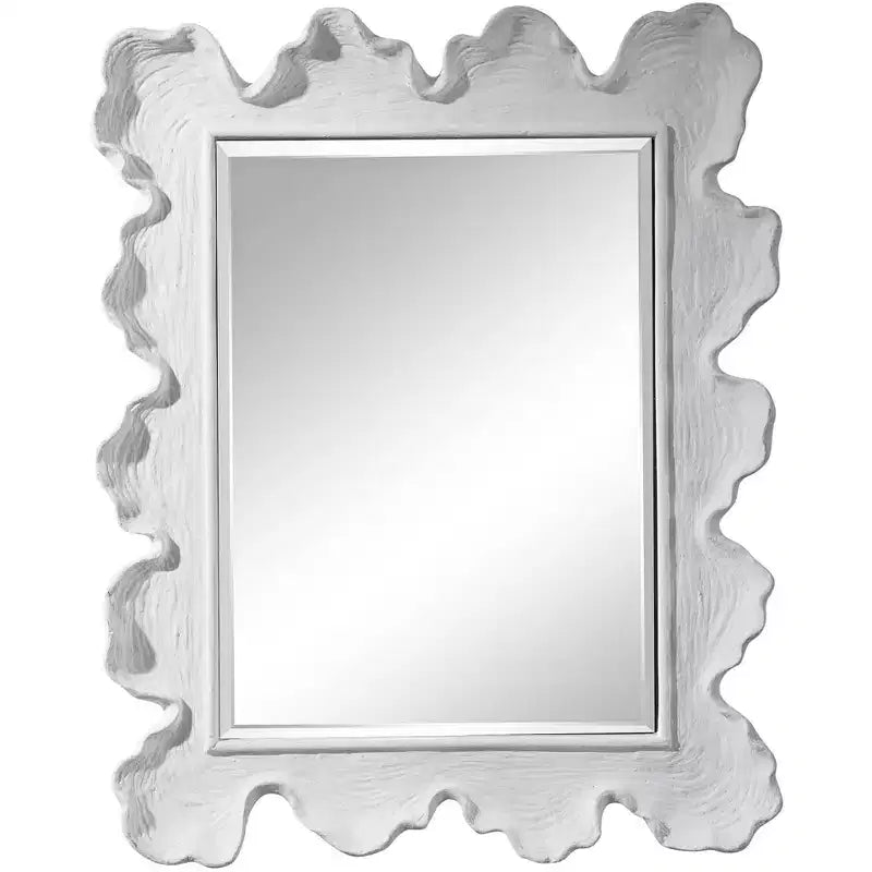 Uttermost Rectangular Vanity Decorative Wall Mirror Coastal Beveled Matte White Silver Frame 27 1/4 Wide for Bathroom Bedroom