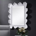 Uttermost Rectangular Vanity Decorative Wall Mirror Coastal Beveled Matte White Silver Frame 27 1/4 Wide for Bathroom Bedroom