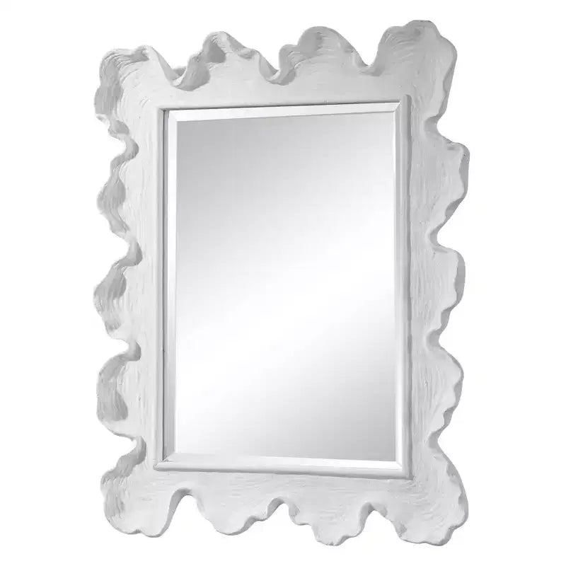 Uttermost Rectangular Vanity Decorative Wall Mirror Coastal Beveled Matte White Silver Frame 27 1/4 Wide for Bathroom Bedroom