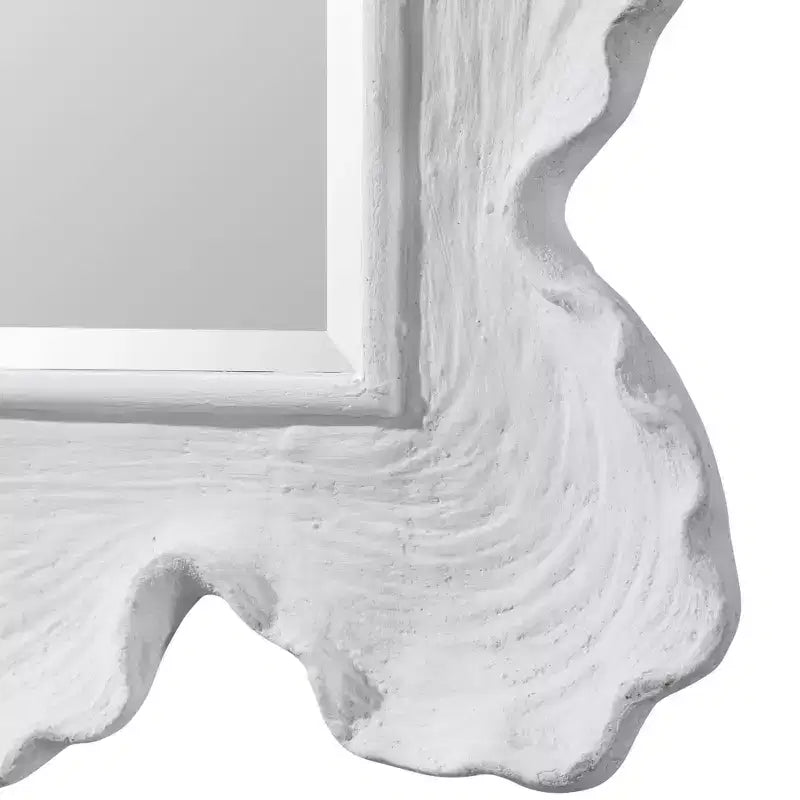 Uttermost Rectangular Vanity Decorative Wall Mirror Coastal Beveled Matte White Silver Frame 27 1/4 Wide for Bathroom Bedroom