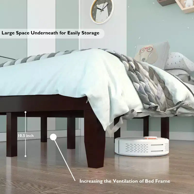 Costway Full Size 14'' Wooden Bed Frame Mattress Platform Wood Slats Support EspressoNatural