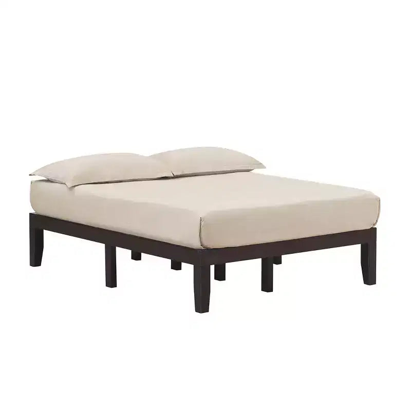 Costway Full Size 14'' Wooden Bed Frame Mattress Platform Wood Slats Support EspressoNatural