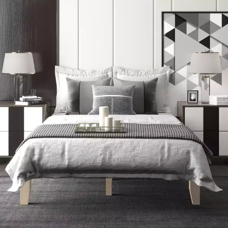 Costway Full Size 14'' Wooden Bed Frame Mattress Platform Wood Slats Support EspressoNatural