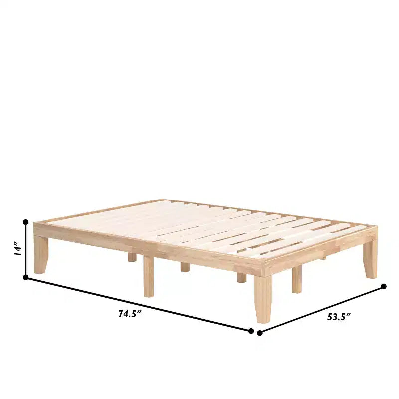Costway Full Size 14'' Wooden Bed Frame Mattress Platform Wood Slats Support EspressoNatural