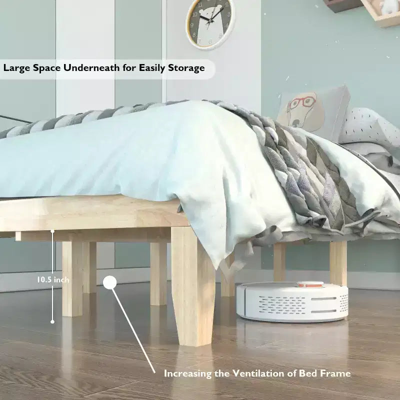 Costway Full Size 14'' Wooden Bed Frame Mattress Platform Wood Slats Support EspressoNatural