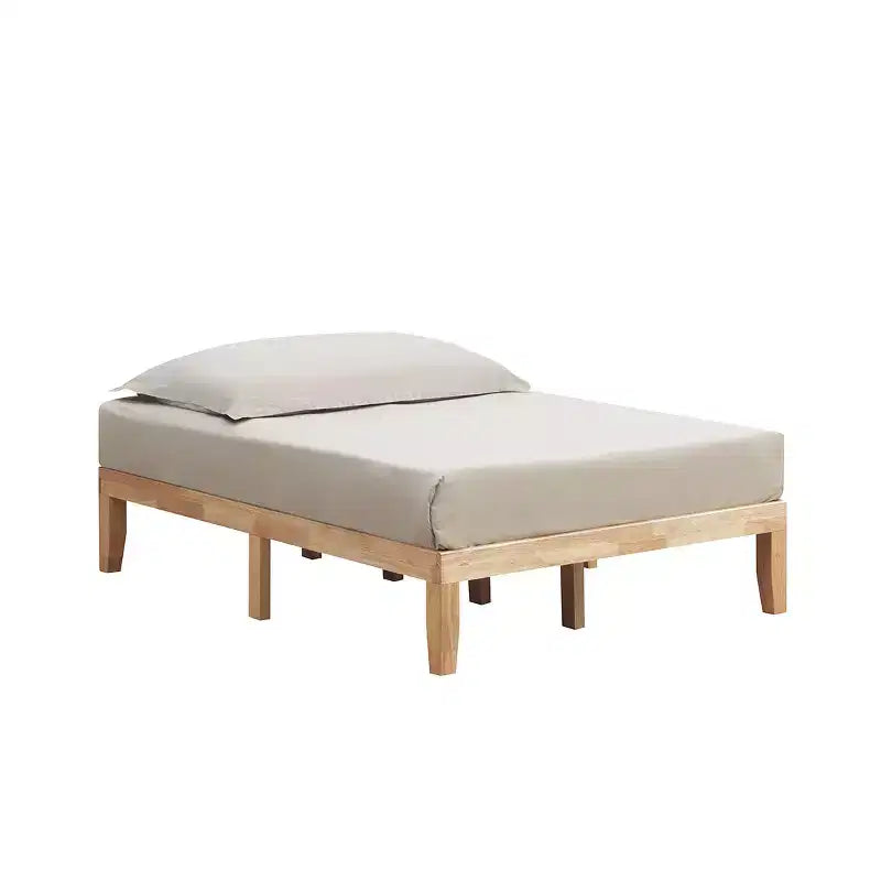 Costway Full Size 14'' Wooden Bed Frame Mattress Platform Wood Slats Support EspressoNatural