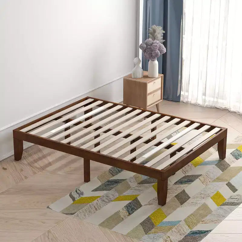 Costway Full Size 14'' Wooden Bed Frame Mattress Platform Wood Slats Support EspressoNatural