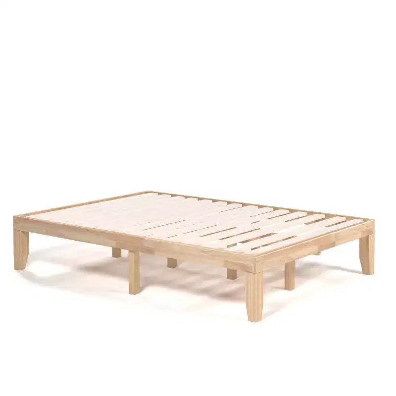 Costway Full Size 14'' Wooden Bed Frame Mattress Platform Wood Slats Support EspressoNatural