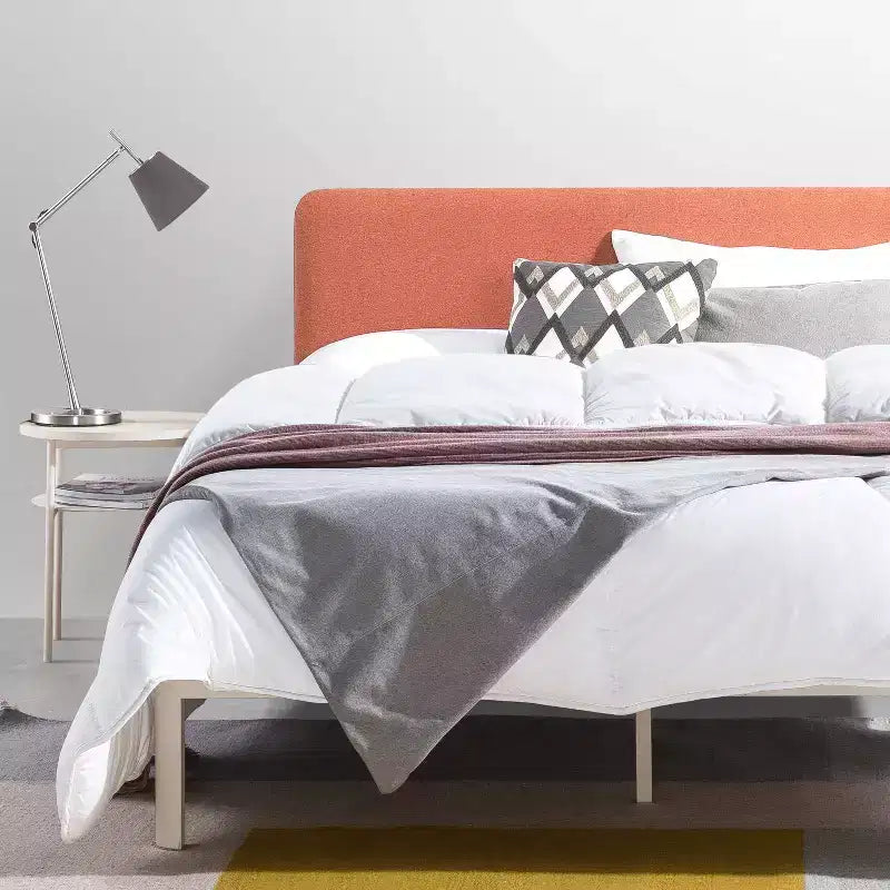 Best Price Mattress Kert Metal Platform Bed with Fabric Headboard