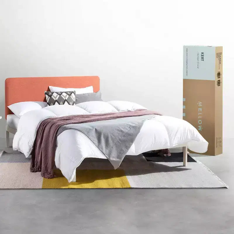 Best Price Mattress Kert Metal Platform Bed with Fabric Headboard
