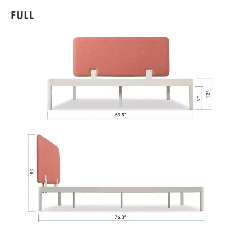 Best Price Mattress Kert Metal Platform Bed with Fabric Headboard