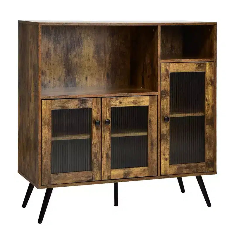 Costway Buffet Sideboard Kitchen Storage Cupboard w/ Glass Door & Adjustable Shelves